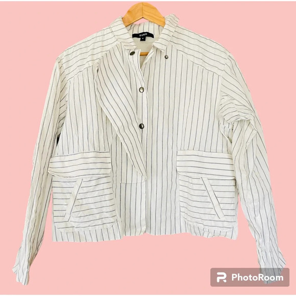 Suno Striped Jacket Blazer Lightweight White Blue Size 4 - Picture 1 of 10